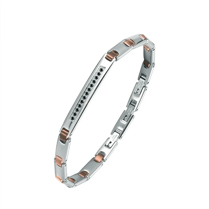 Slim Two-Tone Black Zircon Stainless Steel Bracelet suppliers Slim Two-Tone Black Zircon Stainless Steel Bracelet suppliers