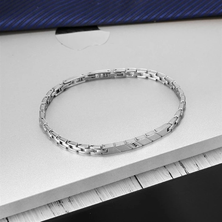 Sleek Zircon Inlay Stainless Steel Bracelet For Men suppliers